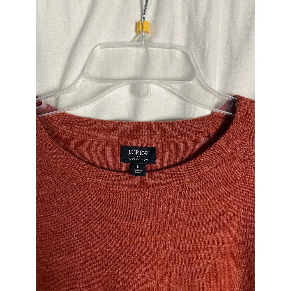 J. Crew Orange Cotton Knit Crewneck Sweater Men's Size L‎